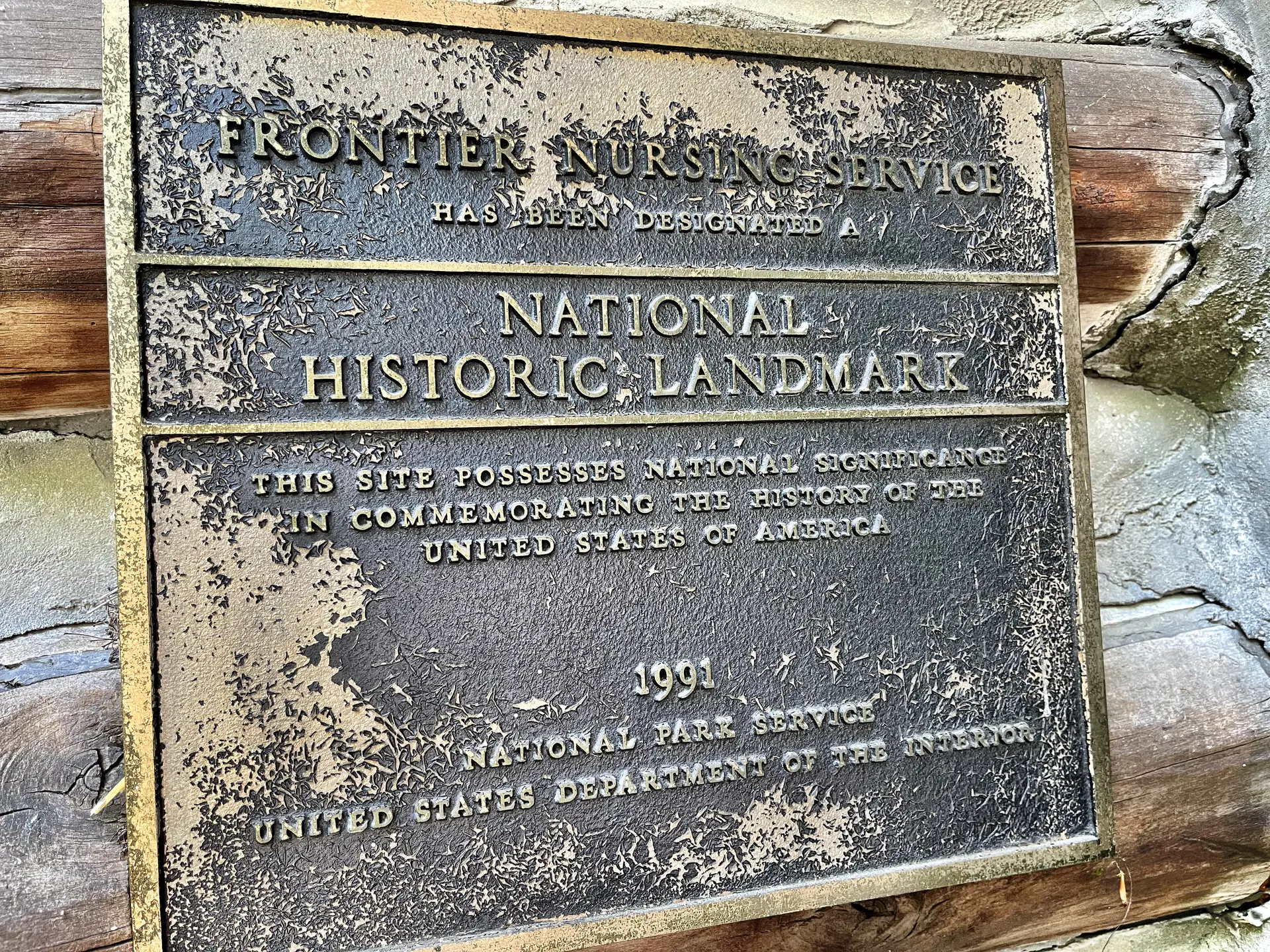 National Historic Landmark plaque — Frontier Nursing Service, designated 1991
